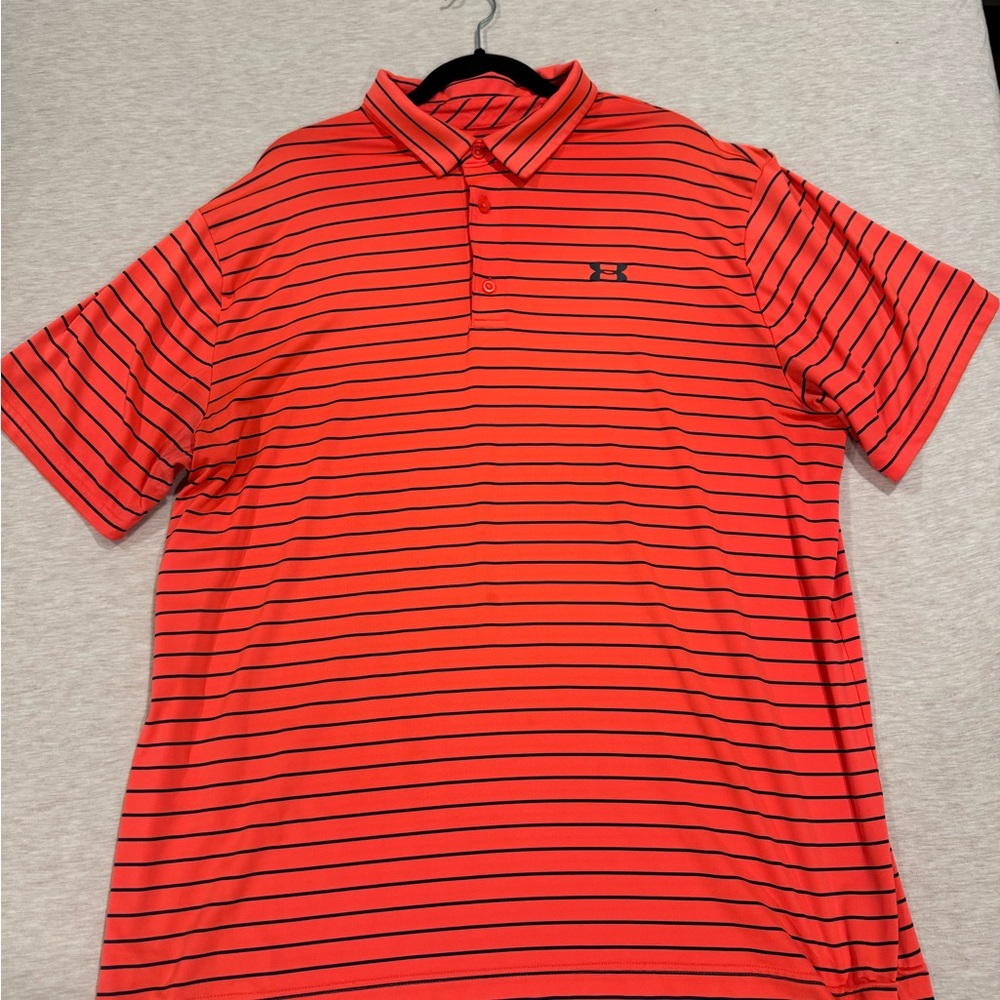 Under Armour Men’s Red and Black Striped Polo
